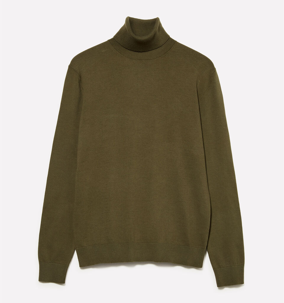 Olivgrüner Pullover mit hohem Kragen - pullover hoher kragen für herren - Militärgrün | Sisley image number 1